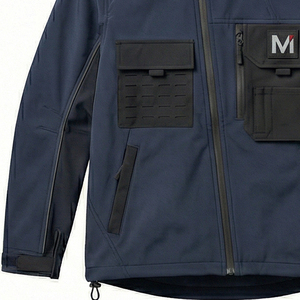 Factory Direct Coated Unisex Streetwear <b>Winter</b> Hooded Windbreaker <b>Jacket</b> <b>Waterproof</b> Front Logo Eco-Friendly Anti-Bacterial - Product Image 2