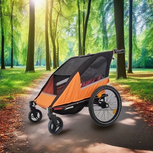 3-IN 1 Twin Baby Bike <b>Trailer</b> with Iron Frame & Water Resistant Fabric 35kg Payload for Outdoor Adventures - Product Image 2