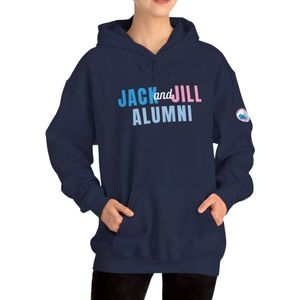 Sweat à capuche bleu graphique Alumni en molleton doux, pull à manches longues, vêtement décontracté pour l'hiver - Product Image 1