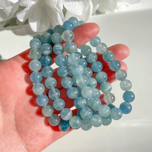Chakralume Natural Blue Calcite <b>Ball</b> Beaded <b>Bracelet</b> for Healing Reiki Energy Jewelry Gift Wholesale 8mm - Product Image 2