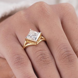 Anillo Solitario de Diamante Corte Princesa de 3.00CT, Cultivado en Laboratorio, Oro Sólido de 18K, para Bodas, Fiestas y Eventos Especiales - Product Image 5