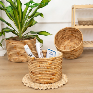 Ensemble de 3 paniers polyvalents en jacinthe d'eau pour la maison, paniers de rangement faits à la main, vente en gros, écologiques, fabriqués au Vietnam - Product Image 3