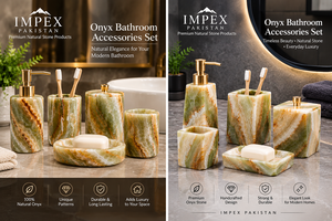 Natural Onyx Polished Stone Eco-Friendly Feng Shui <b>Bathroom</b> <b>Accessories</b> Set <b>Marble</b> Look Bath Decor Soap Dispenser Toothbrush - Product Image 2