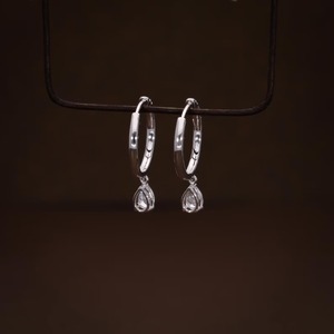 Pendientes de plata de ley 925 con diamantes cultivados en laboratorio en forma de pera, hermosos pendientes, regalo para ella. - Product Image 2