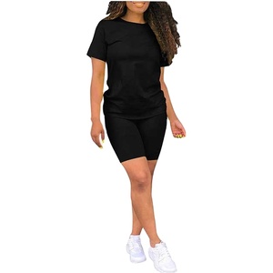 <b>Women</b> Clothing T-shirt Custom logo Summer Outfits Matching Set Joggers Sweat <b>Biker</b> 2 Two Pieces <b>Shorts</b> Set <b>Women</b> - Product Image 1