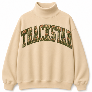 เสื้อสเวตเชิ้ตผ้าฝ้ายฟลีซคอเต่าทรงโอเวอร์ไซส์สำหรับผู้หญิง ตกแต่งด้วยตัวอักษร Trackstar หลากสีแบบแอพพลิเค  สีชาร์โคล เหมาะสำหรับฤดูหนาว - Product Image 5