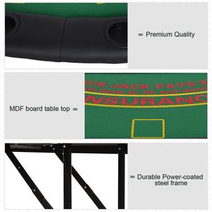 Tavolo da Poker Pieghevole da 72 Pollici per 7 Giocatori con Feltro Verde e Porta Chip, Tavolo da Gioco Portatile per Blackjack - Product Image 6