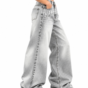 <b>Women</b> Denim <b>Baggy</b> <b>Jeans</b> Custom Color Straight Breathable 100% Cotton Stylish Comfortable Trendy Premium Modern Streetwear Loose - Product Image 3