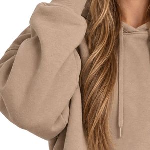 Taupe Beige Women's Oversized <b>Sleep</b> <b>Mask</b> Hoodie Soft Fleece Pullover Kangaroo Pocket Drawstring Hood Casual Lounge Streetwear - Product Image 3