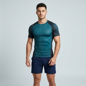 Mens OEM Performance Compression Half Sleeve Shirt Custom Gym Fitness Workout Training Running Sportswear Top - Product Image 1