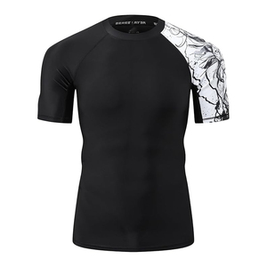 Men Rash Guard <b>Compression</b> T <b>Shirt</b> Short Sleeve Swim <b>Shirt</b> UV Protection Quick Dry Wholesale Manufacturer - Product Image 2