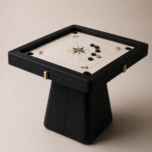 Elysian Square Carrom <b>Table</b> – Modern Square Board with Sturdy Pedestal Base for Home & Club Play - Product Image 3