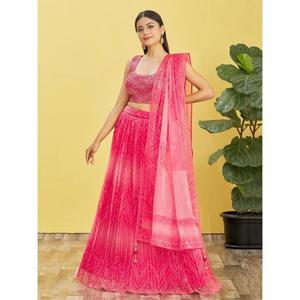 Lehenga choli ชุดเจ้าสาวสำหรับงานแต่งกระจกสีชมพูหรูหราสำหรับโอกาสพิเศษ - Product Image 6