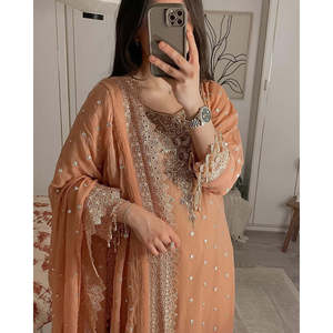 Designer Women's Party Wear <b>Top</b> Bottom Dupatta Set with Embroidery Sequence Work - Product Image 2