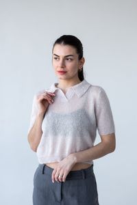 Polo court tie-dye pour femme, manches courtes, coupe classique, en coton Oxford, décontracté, pour le printemps et l'été - Product Image 1