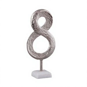 Sculpture métallique moderne avec base en marbre, accents décoratifs pour bureau ou table de maison, pour la décoration de mariage ou de Noël - Product Image 1