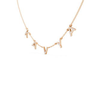 Collier personnalisé en or rose 14 carats avec diamant de laboratoire et pendentif lettre pavé pour femme - Product Image 3