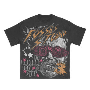 T-shirt Homme Premium Personnalisé en Coton Épais Délavé à l'Acide, Imprimé Vintage, Style Streetwear, Effet Vieilli - Product Image 3