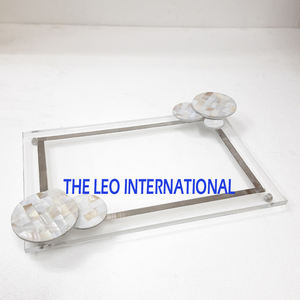 Bandeja de Servicio de Aluminio de Alta Calidad y Estilo Moderno para Hotel, con Asas, Acabado Plateado, Bandejas Metálicas Creativas - Product Image 2