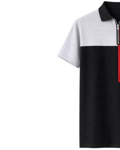 Polo à demi-zip pour homme, noir, rouge, gris, color block, manches courtes, haut décontracté, pour la vente en gros, fabricant sur mesure, qualité export, OEM - Product Image 2