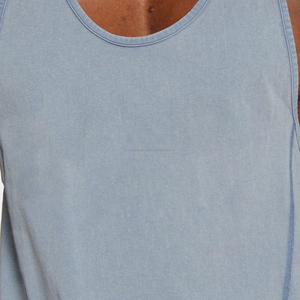 Camiseta sin Mangas Personalizada de Felpa Francesa Lavada de Peso Medio para Hombre, Ropa Deportiva Ajustada - Product Image 4