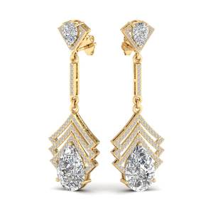 Pendientes REYES de Diseño Clásico con Corte de Pera, Moissanita de 10.75 Quilates, Cierre de Rosca, para Mujer, Oro Sólido de 14K, Joyería de Lujo - Product Image 6