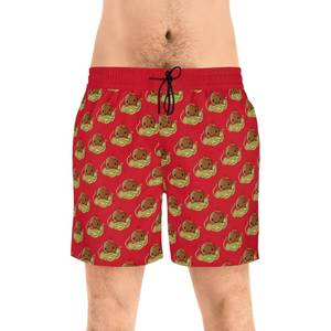 Pantalones cortos de baño para hombre, rojos, con estampado de almohadillas de carne de espagueti, de secado rápido, con cordón, pantalones cortos informales - Product Image 3