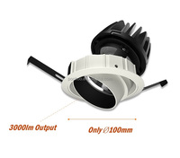 Downlight LED COB à haut lumen de Taïwan avec télécommande, design moderne, 100 mm, 3000 lm, 30 W, Cree, IP20, usage commercial, aluminium, 90 CRI