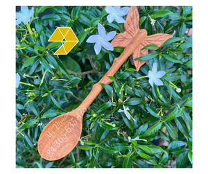 Butterfly Wooden <b>Coffee</b> <b>Spoon</b> Custom Engraved Logo Eco-Friendly Asian Zen Design Red Wood Handle Vietnam Flower Wooden <b>Spoon</b> - Product Image 1