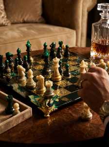 Green Marble Epoxy Resin <b>Chess</b> <b>Set</b> Handmade 30cm <b>Board</b> Luxury Game <b>Board</b> Home Decor Collectible Item - Product Image 2