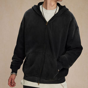 Custom Mens Full <b>Zipper</b> <b>Sweatshirt</b> Cotton French Terry Relaxed Hooded Clothing Bulk Factory - Product Image 4