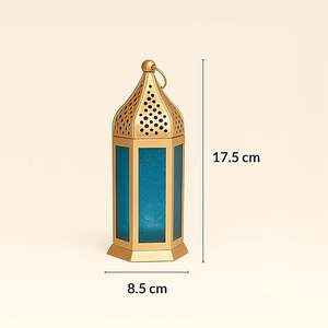 Faroles Marroquíes Elegantes de Metal y Vidrio con Lámpara de Farol y Portavelas Colgantes para Decoración del Hogar, Diwali, Eid, Navidad - Product Image 5