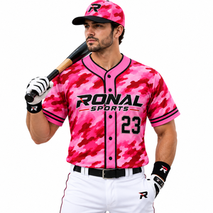 Camiseta de Béisbol Personalizada con Botones, Manga a Rayas, Nombre y Número del Equipo, Fabricante de Camisetas de Alto Rendimiento - Product Image 3