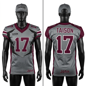 Maillot de football américain en mesh polyester premium pour homme, violet clair, tissu respirant, col contrasté, logo personnalisé par sublimation - Product Image 3