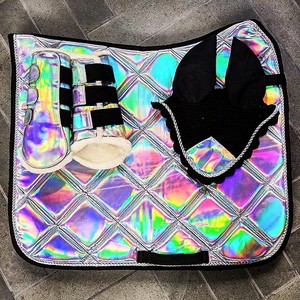 Luxury Horse Riding Accessories Set with Quilted Saddle Pad Boots and <b>Ear</b> Net by GUJJAR SURGICAL INTERNATIONAL - Product Image 2