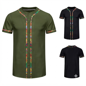 เสื้อเบสบอล DROGEN EXPORT แบบยูนิเซ็กซ์ คอวี แขนสั้น ผ้าตาข่าย ติดกระดุม ระบายอากาศได้ดี เหมาะสำหรับเล่นกีฬาฤดูร้อน  รับสกรีนโลโก้ด้านหน้า/หลัง สำหรับทีม - Product Image 1