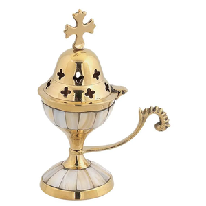 Brûleur d'encens minimaliste en laiton - Décoration religieuse écologique pour la maison, idéal pour la méditation et la prière - Product Image 2