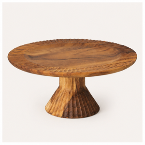 Handcrafted Wood <b>Cake</b> <b>Stand</b> with Scalloped Edge Eco-Friendly Rustic Wooden Dessert Pedestal For Wedding Party And Home Decor - Product Image 5