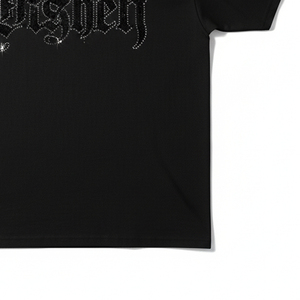 T-shirt de luxe surdimensionné en strass pour homme, logo personnalisé imprimé, 100 % coton épais, streetwear, épaules tombantes, hip-hop, anti-plis - Product Image 2