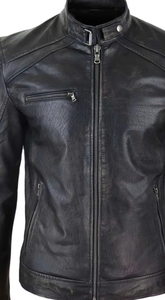 Chaqueta de Cuero Personalizada para Hombre, Cuello Alto, Ajustada, de Cuero PU, Estilo Motociclista, Casual, Chaqueta de Cuero para Motociclista - Product Image 6