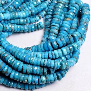 Perles de pierres précieuses en vrac, disques Heishi à facettes en turquoise naturelle d'Arizona, pour colliers, bracelets et bijoux - Product Image 5