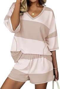 <b>Two</b> <b>Piece</b> <b>Sets</b> for Women Summer <b>Lounge</b> <b>Sets</b> 2026 Striped Shirts and Shorts <b>Set</b> Oversized Matching Outfit - Product Image 4