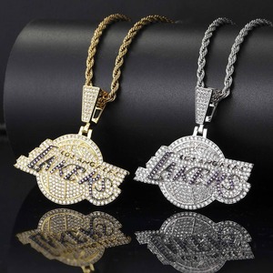 New Hip Hop Lakers Team Pendant Necklace with Micro Inlaid Moissanite Commemorative <b>Fan</b> Necklace Wholesale - Product Image 6