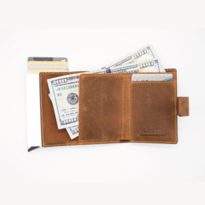 [Best Deal] Top Quality Castello Crazy Horse Leather RFID Aluminum Card Case <b>Smart</b> <b>Wallet</b> Men's Slim 9 Colors - Product Image 4