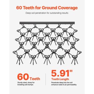 จอบลากดินขนาด 5 x 4.5 ฟุต ทนทาน พร้อมฟันคม 60 ซี่ อุปกรณ์เสริมสำหรับรถ ATV/UTV/รถแทรกเตอร์ สำหรับเตรียมดิน เครื่องจักรกลการเกษตร - Product Image 3