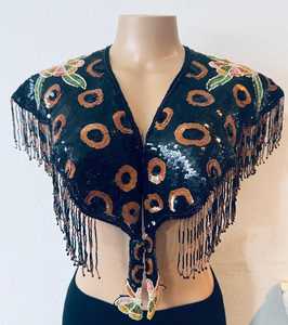 Womens Summer Sexy Beading Set Sleeveless Backless Pink Blue Tassel Halter Glitter Sling <b>Sequined</b> <b>Crop</b> <b>Tops</b> Tassel Skirt 0854 - Product Image 1