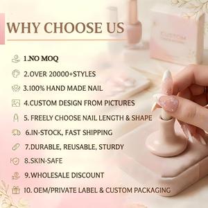 Muestra Gratuita de <span class=keywords><strong>Uñas</strong></span> Postizas de Diseño de Lujo Hechas a Mano, con Etiqueta de Marca Personalizada, Acrílicas, con Brillantes y Pedrería, <span class=keywords><strong>para</strong></span> Dedos - Product Image 6