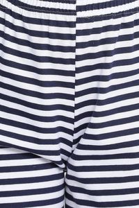 Women's White Lace Crop Top With Striped Shorts Set Casual Breathable Knitted Cotton Regular Fit Mid Waist <b>Elastic</b> Closure - Product Image 6