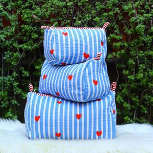 Handmade Eco-Friendly Cotton Unisex Quilted Travel Pouch Shaving <b>Makeup</b> Storage Zipper Hand Block Bohemian Animal Cosmetic - Product Image 1