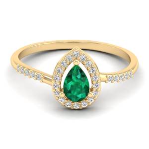 Anillo solitario REYES de nuevo diseño en plata de ley 925 con baño de rodio y moissanita para mujer, con corte de pera y gema de esmeralda. - Product Image 6